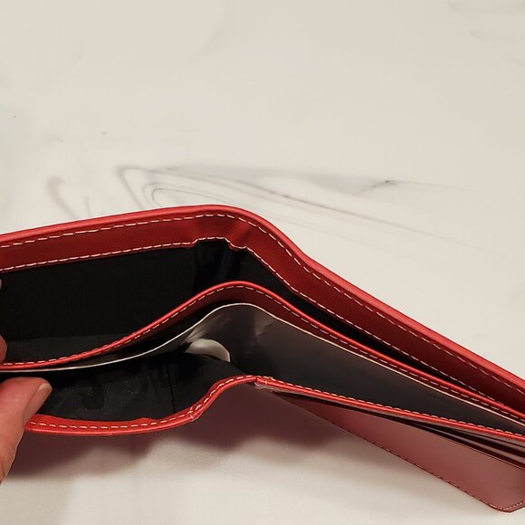 Cookies Red Leather Embossed Monogram Billfold Wallet/Card Holder - Picture 5 of 8